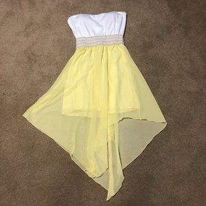 Strapless white and yellow dress II size XL